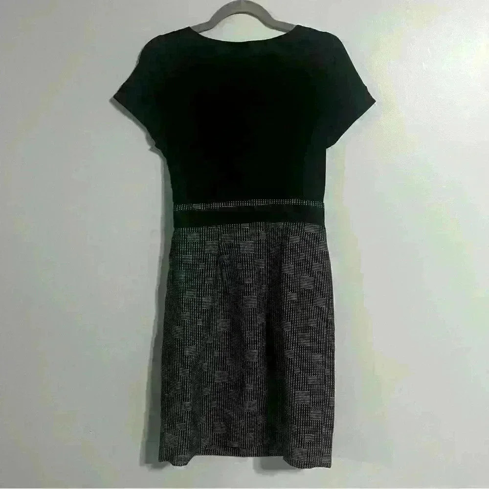 Max & Cleo Black Geometric Print Dress | Draped Neckline | Office | Size 6 - Picture 5 of 6